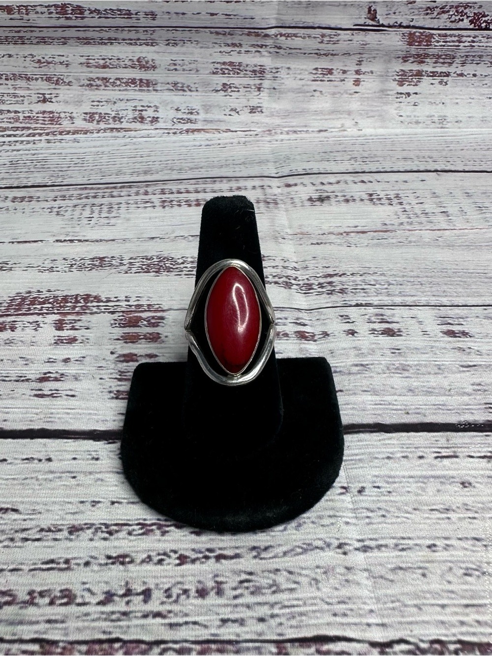 Vtg Ati Mexico Br Red Jasper Ring Statement Modernist Size 8 Please Read